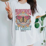 Transformed By Christ T-shirt Pink Butterfly