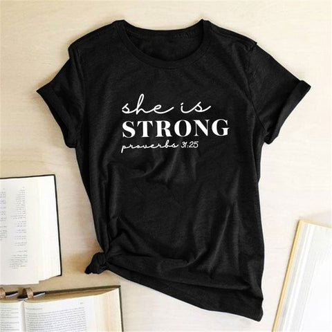 "She Is Strong Proverbs 31:25" Women's T-Shirt