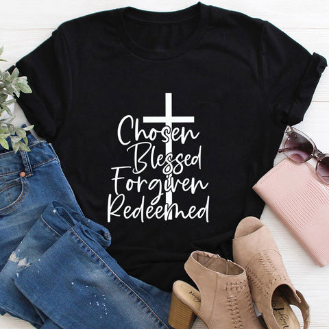 Chosen Blessed Forgiven Cross T-Shirt