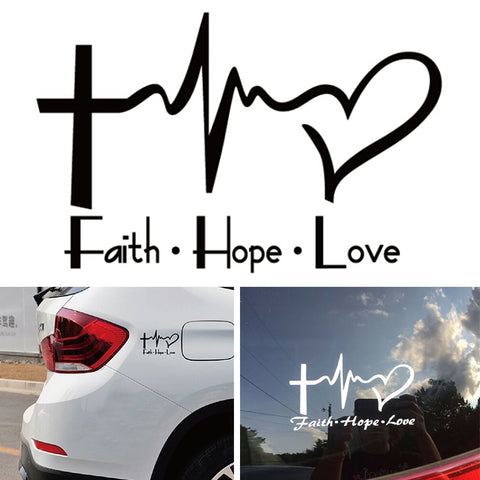 Faith, Hope, Love Vinyl Car Sticker