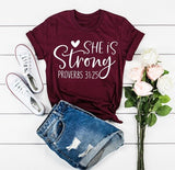 She Is Strong Print T Shirt